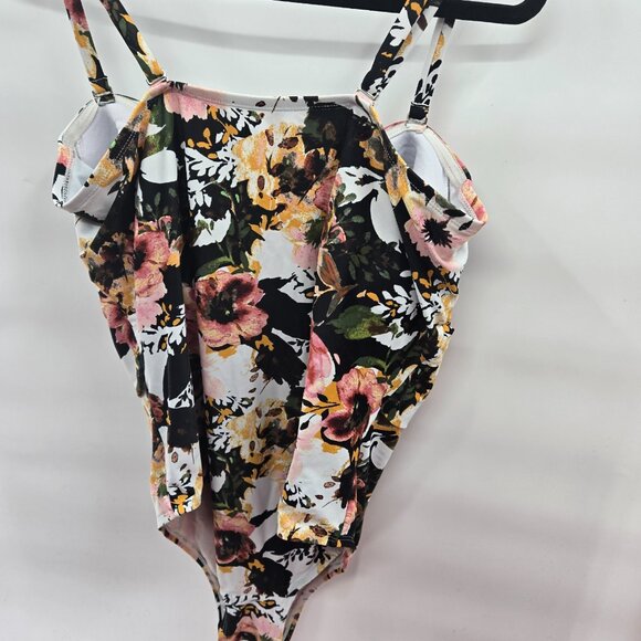 Kona Sol Tropical Floral Print One Piece Swimsuit 24W - Picture 2 of 8